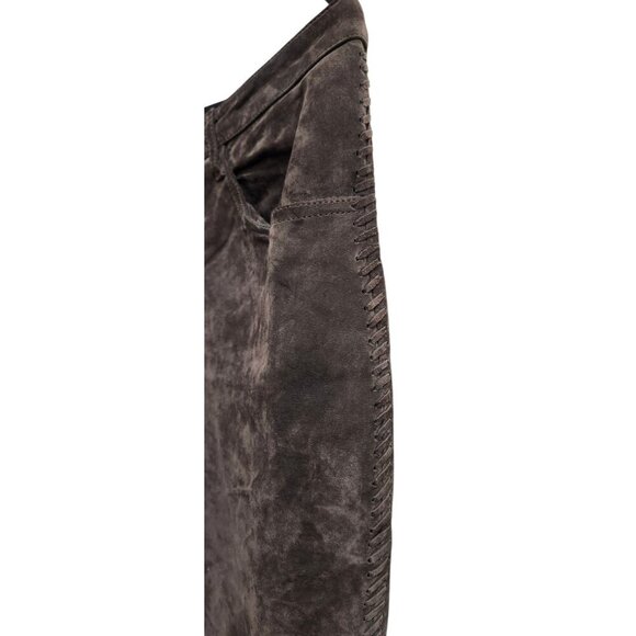 Chico's Suede Brown 100% Leather Women's Pants Size 25 Seam Detailing - Picture 5 of 14